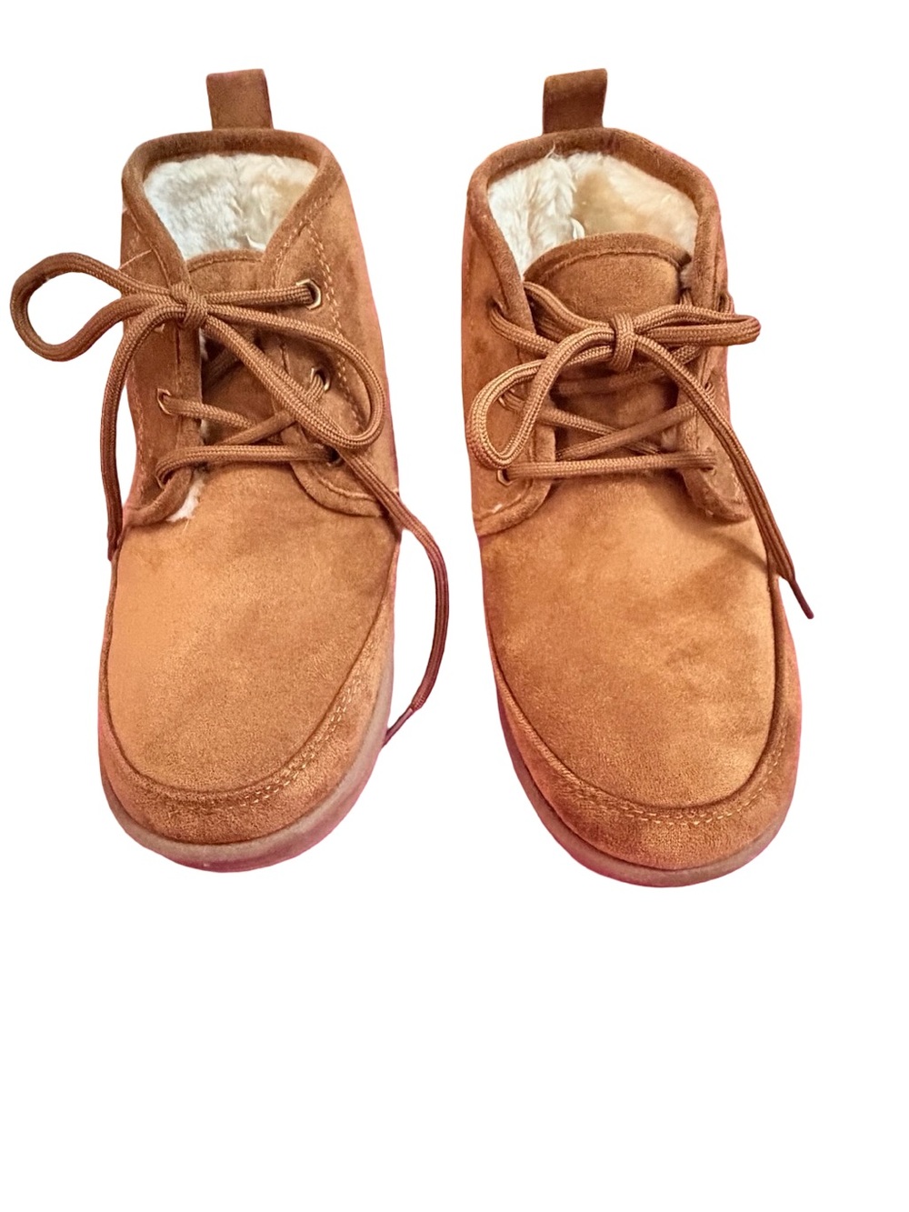white mountain kids chestnut faux suede shearling lined chukka boots - size 2